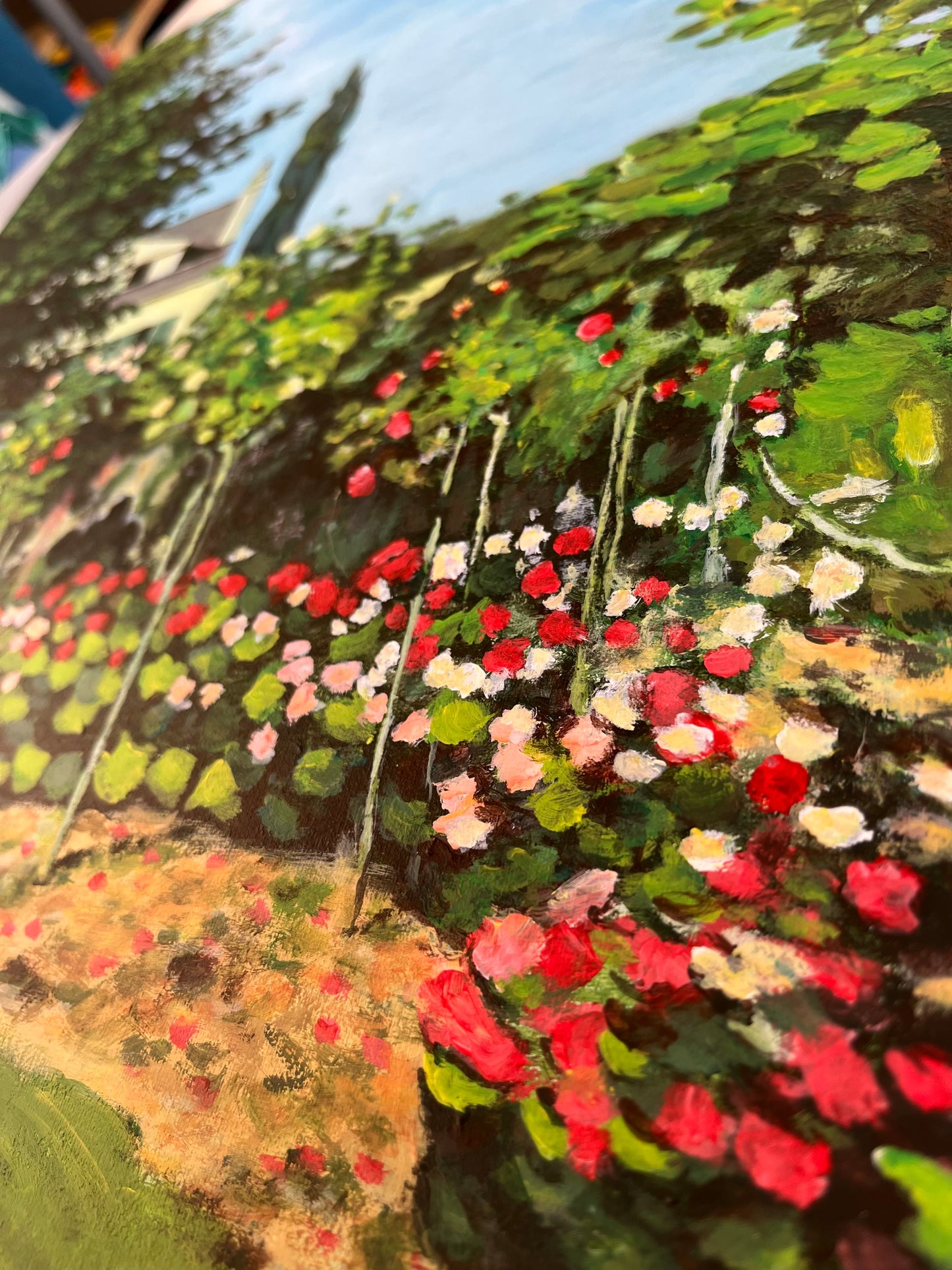 Acrylic painting "Garden in Bloom at Sainte-Addresse"
