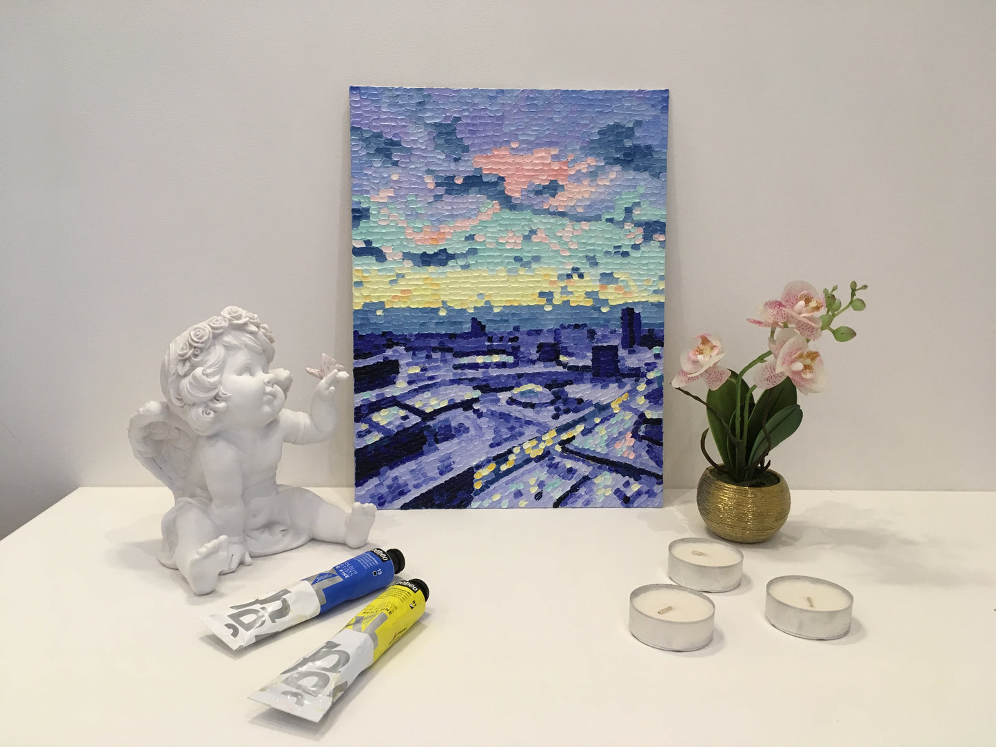 Impasto oil painting "Moscow cityscape"