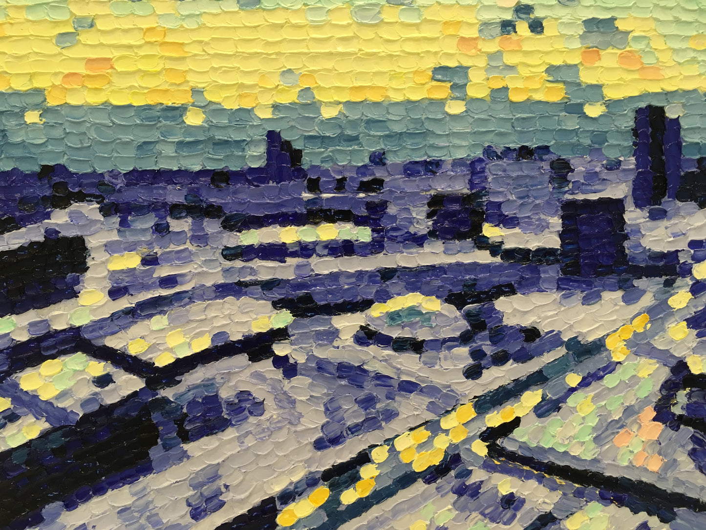 Impasto oil painting "Moscow cityscape"