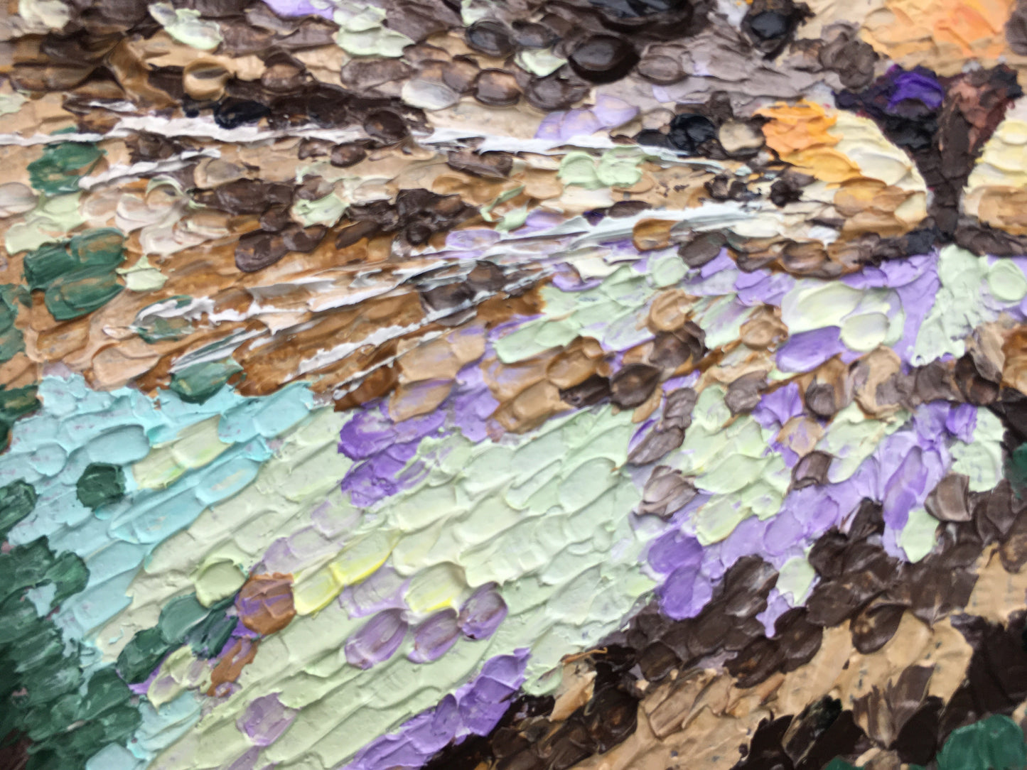 Impasto oil painting "Cat in flowers"