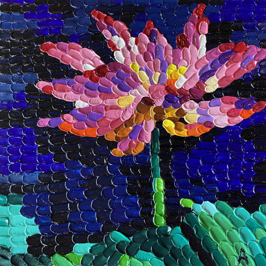 Impasto oil painting "Lotus"