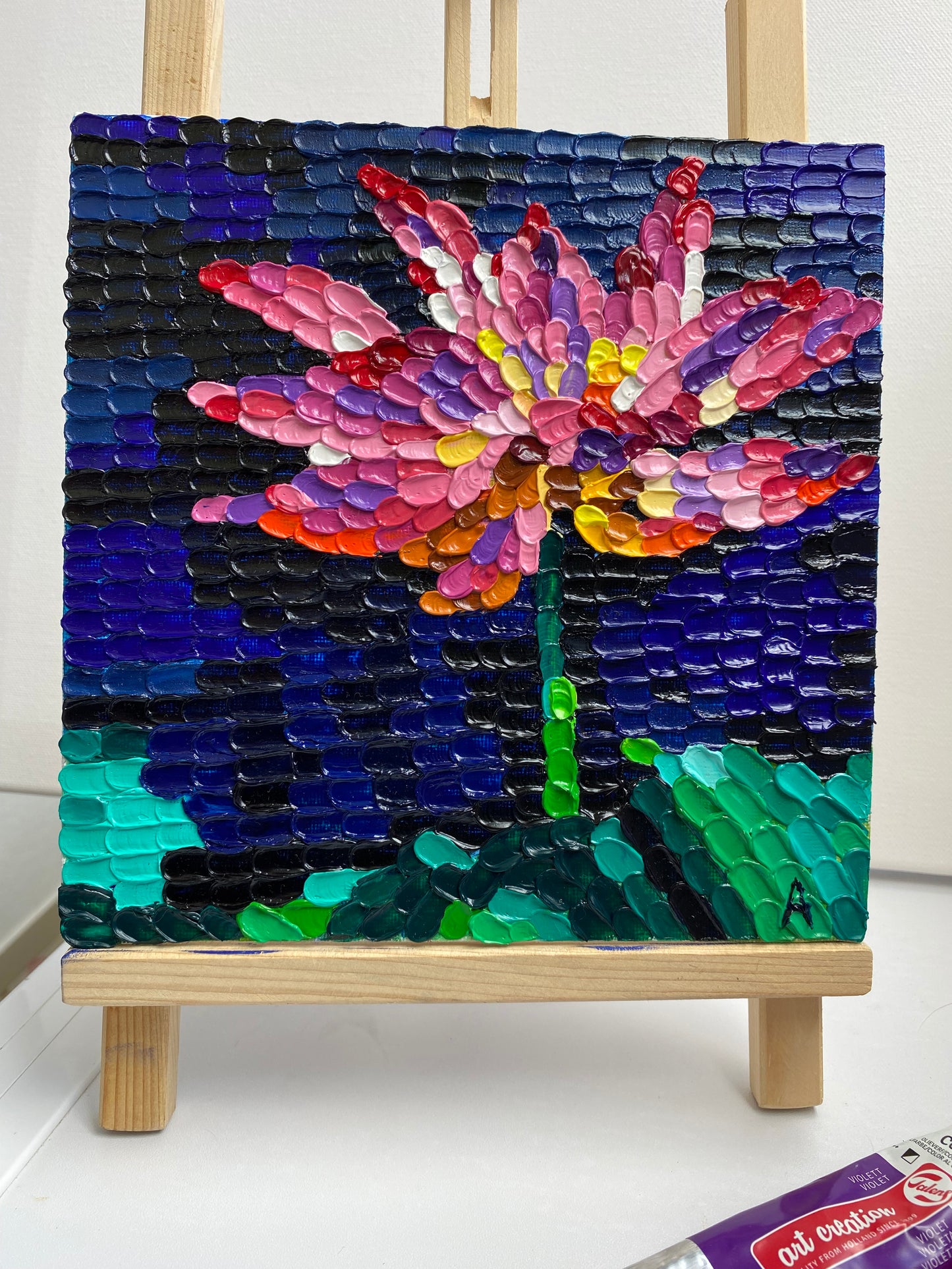 Impasto oil painting "Lotus"