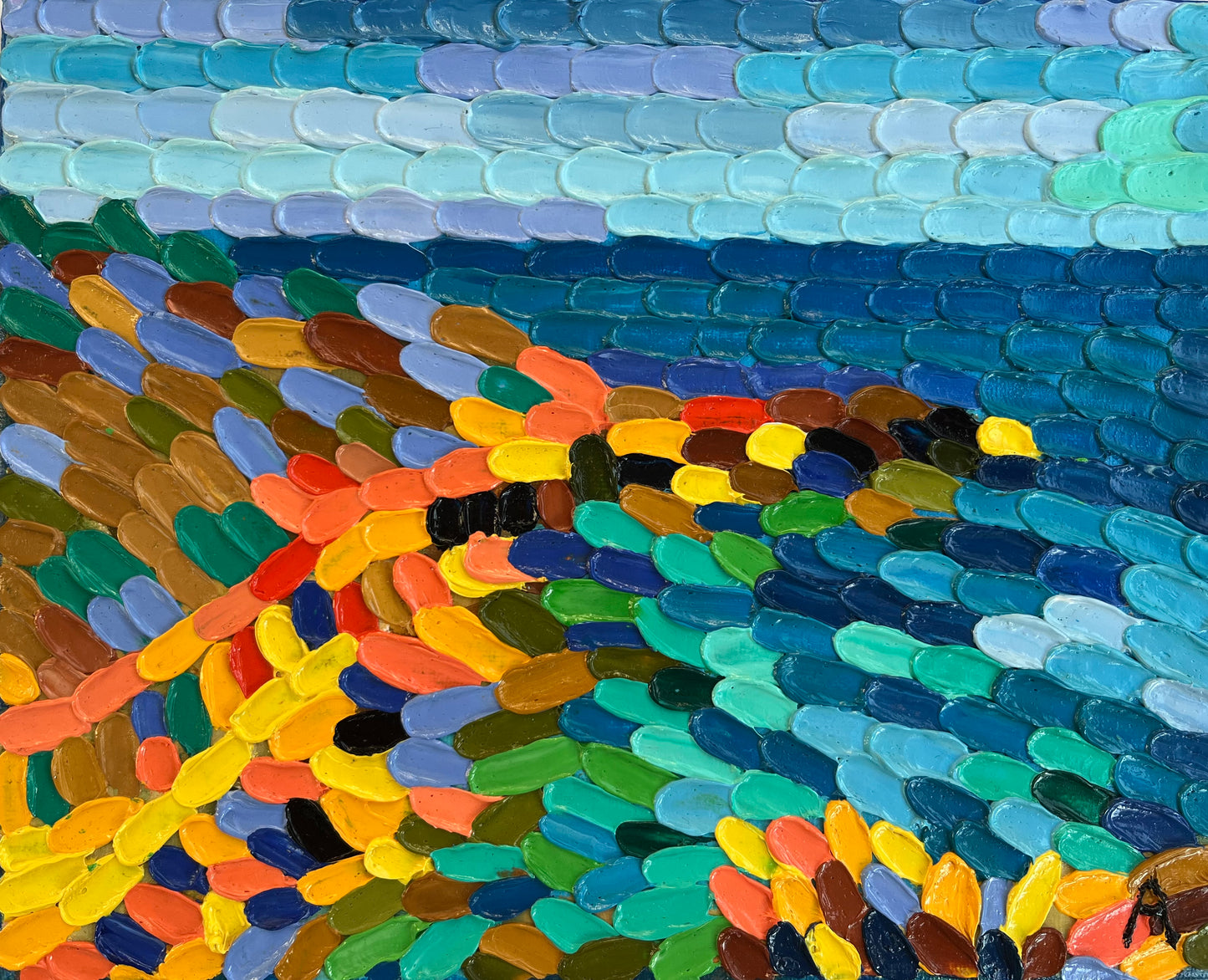 Impasto oil painting "At the Cyprus sea side"