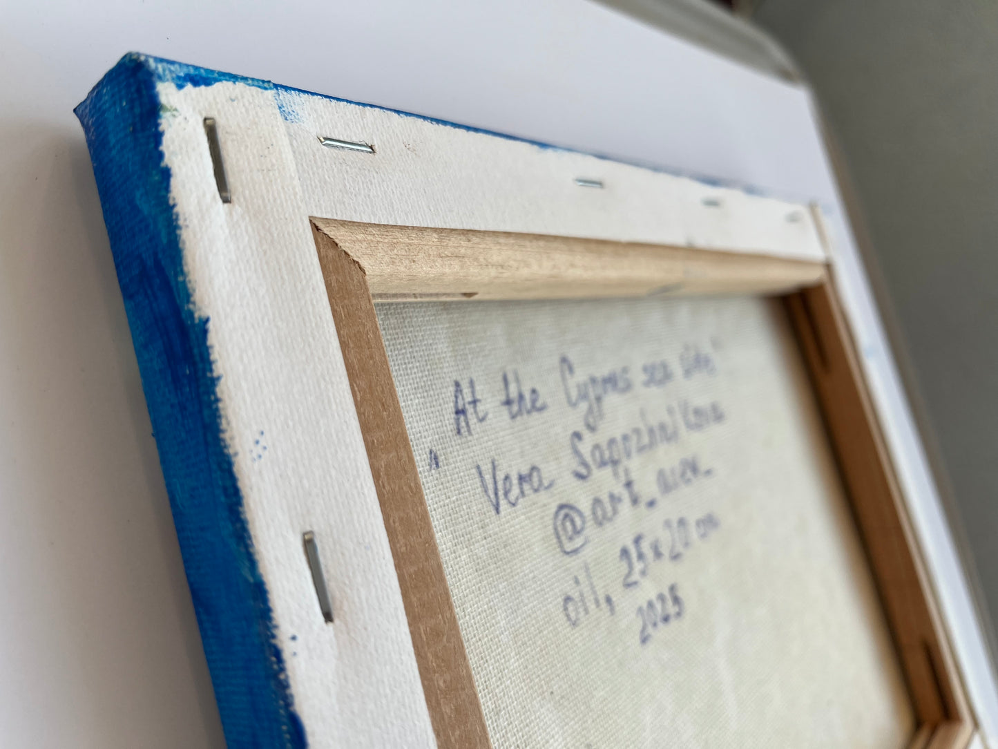 Impasto oil painting "At the Cyprus sea side"