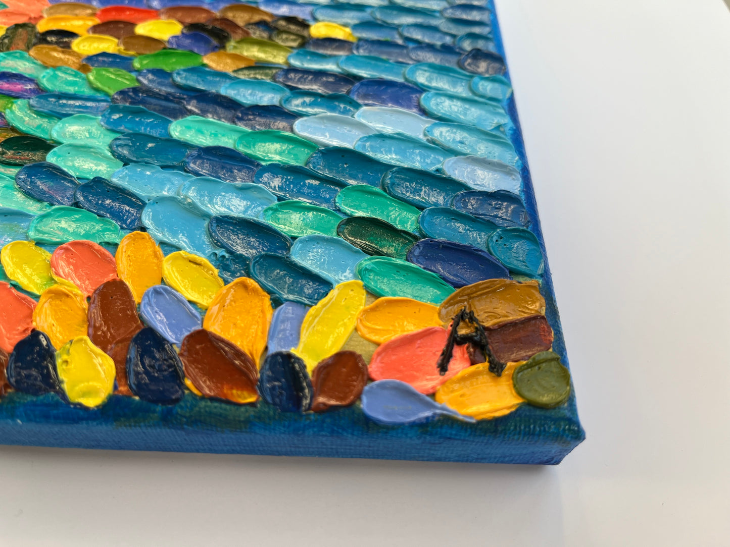 Impasto oil painting "At the Cyprus sea side"