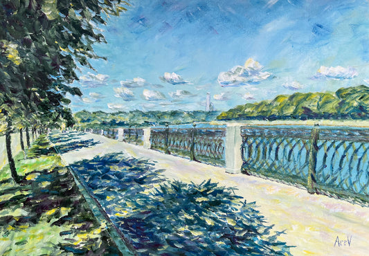 Acrylic painting "Riverbank"