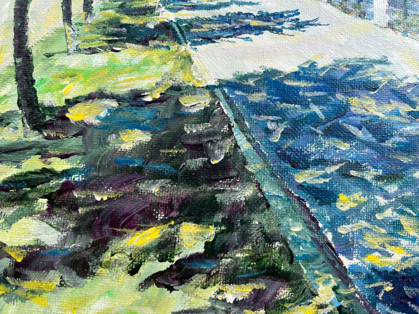 Acrylic painting "Riverbank"