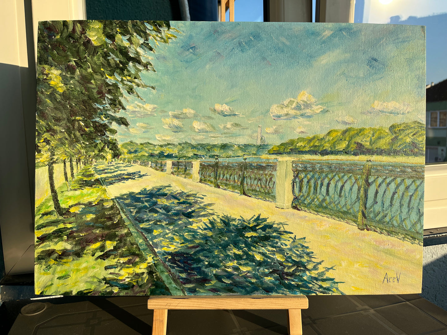 Acrylic painting "Riverbank"