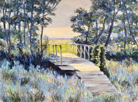 Oil painting "Bridge in the forest"