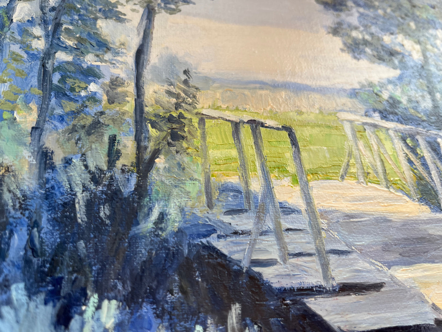 Oil painting "Bridge in the forest"