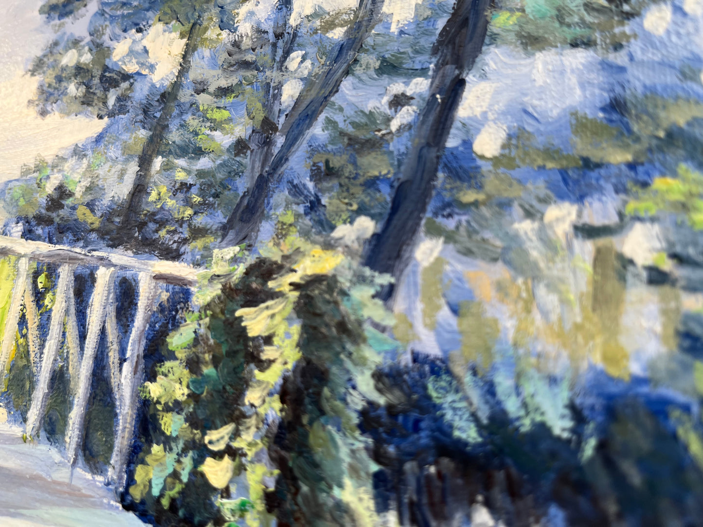 Oil painting "Bridge in the forest"