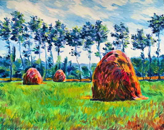 Oil painting "Haystacks at Giverny"