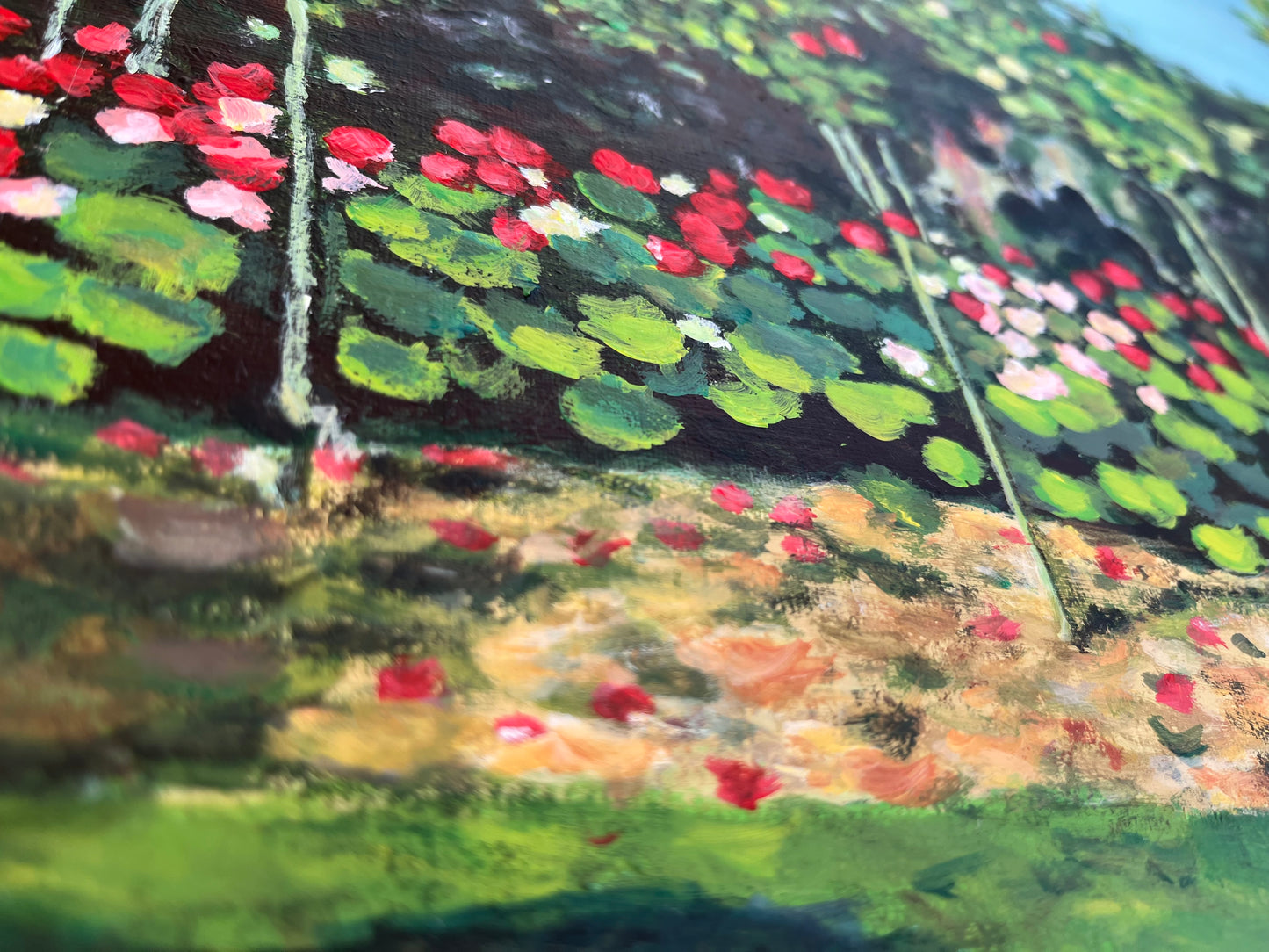 Acrylic painting "Garden in Bloom at Sainte-Addresse"