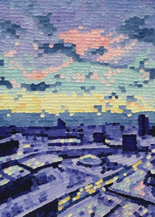 Impasto oil painting "Moscow cityscape"